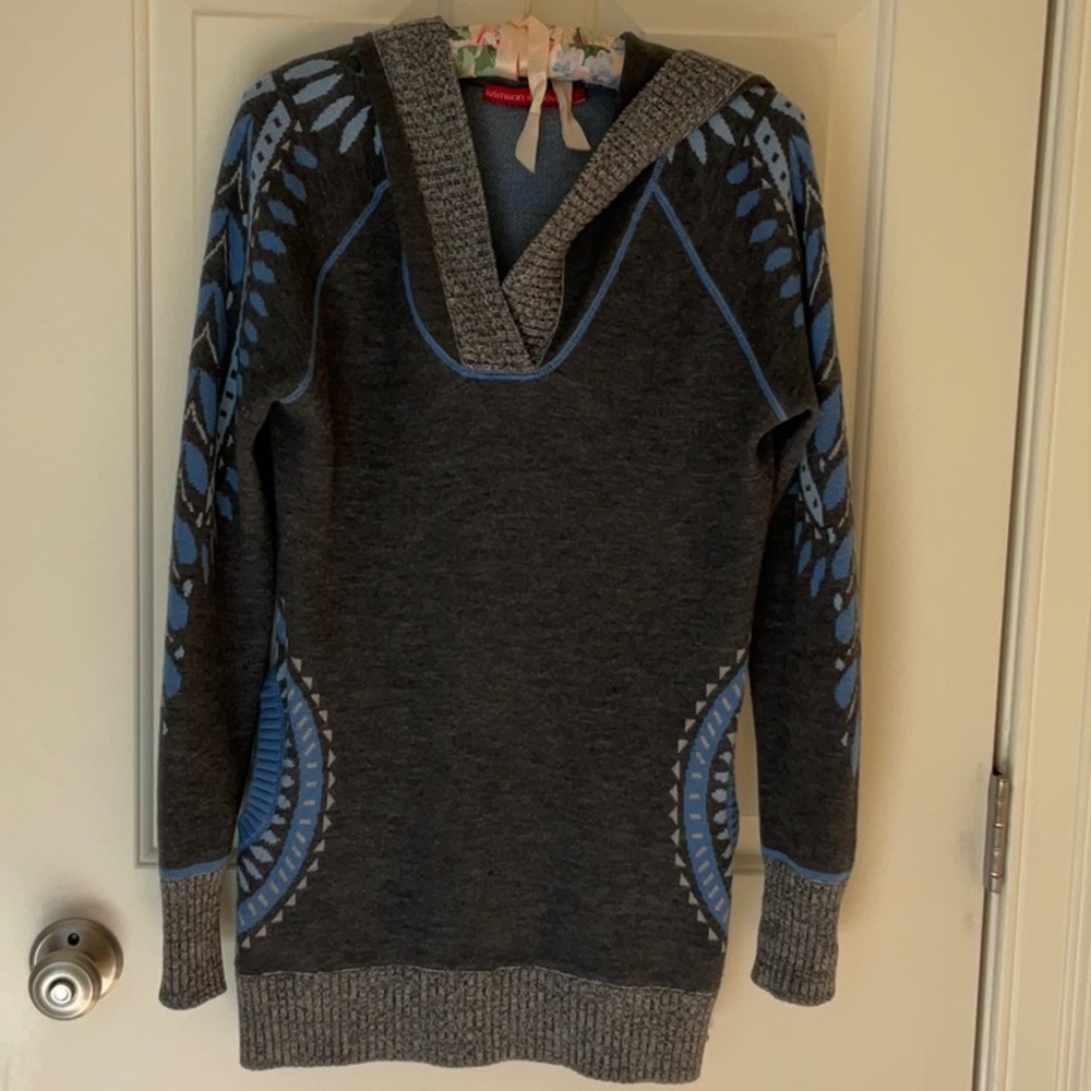 Krimson Klover Nordic Hooded Sweater Wool/Cotton Knit Pullover Womens Small